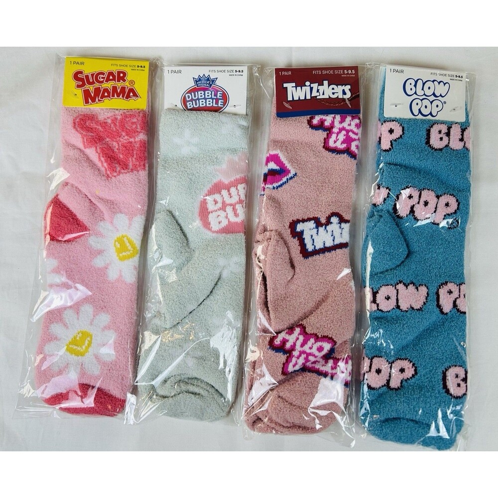 New Retro Candy Crew Socks Women’s Size 5-9.5 Fuzzy Cozy Warm Nostalgic Novelty